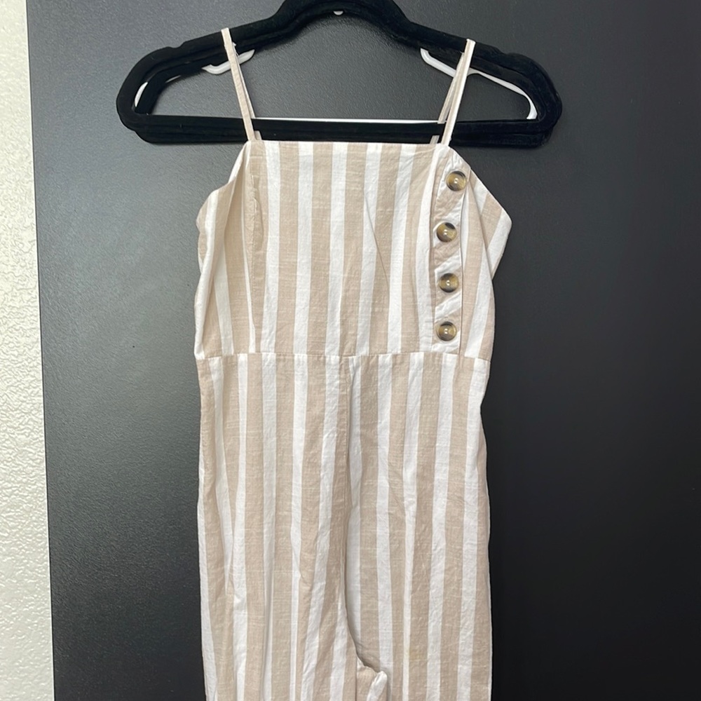 Beige and white linen jumper